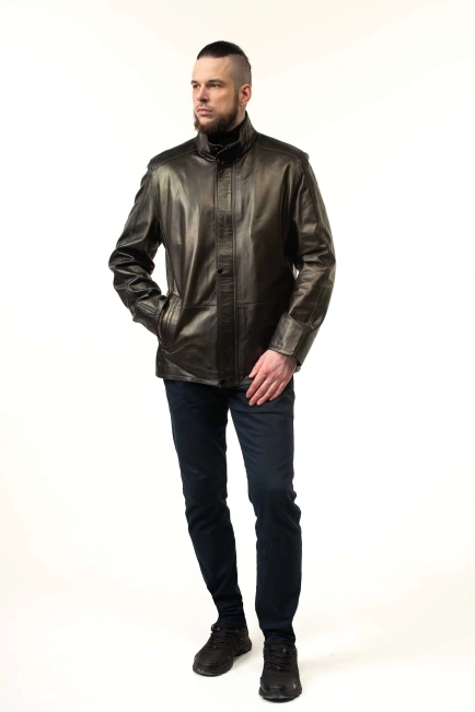 Кожаная куртка мужская классическая-9