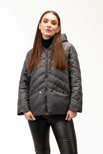 Демісезонна куртка з капюшоном сіра-1