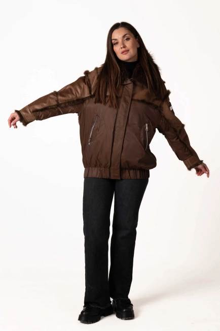 Біопуховик з хутром єнота та вставками з кроля-6