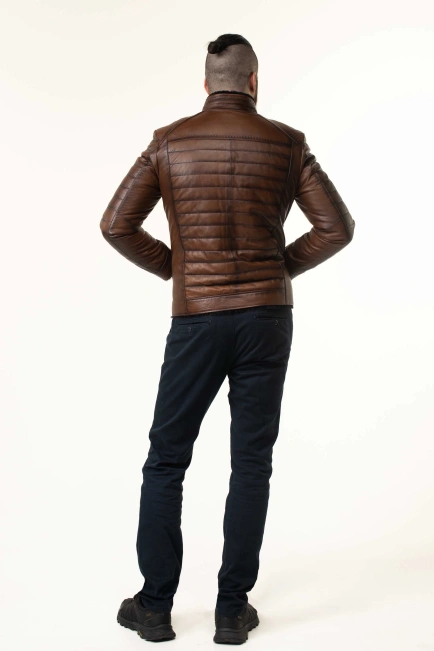 Дубленка мужская в коричневом цвете-2