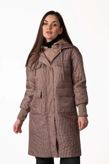 Жіноча демісезонна куртка на синтепоні бежева-4
