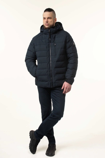 Куртка з біопухом темно-синього кольору-8