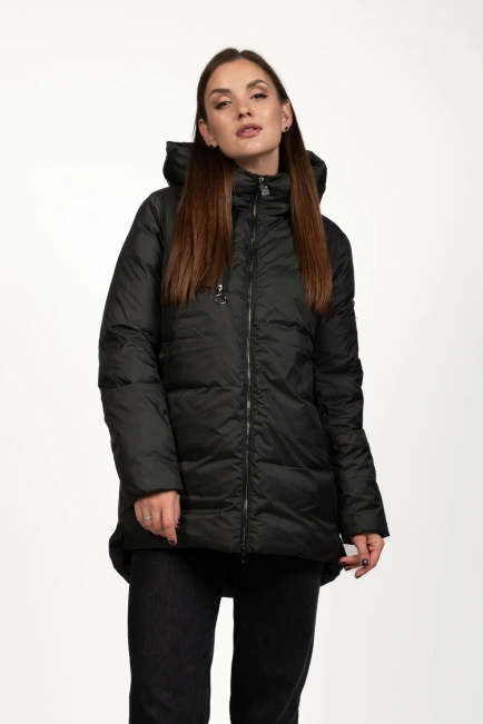 Жіночий зимовий пуховик зелений з біопухом-3