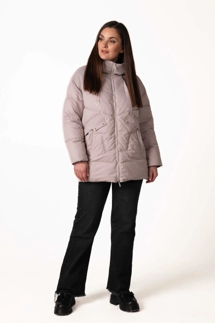 Биопуховик с фигурной стежкой и капюшоном-9