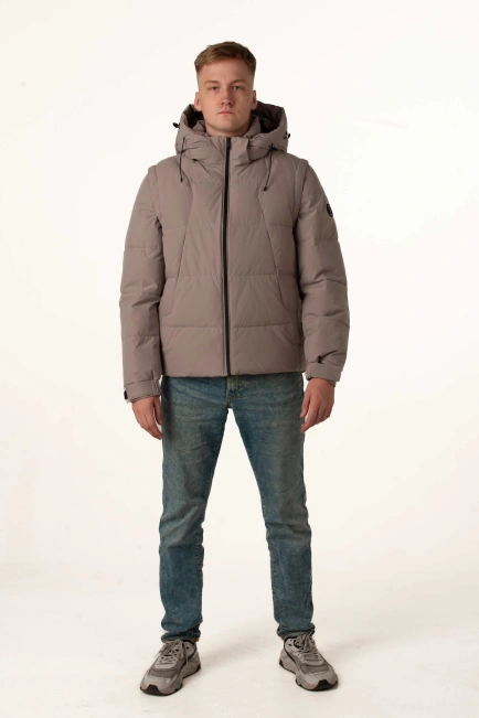 Сіра зимова куртка з біопухом для чоловіків-2