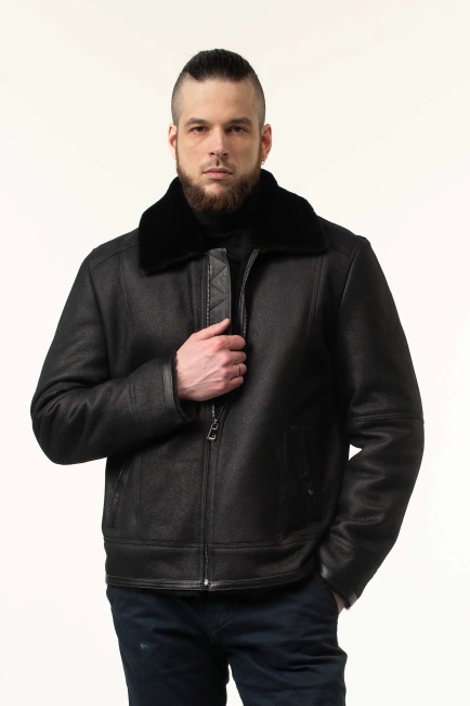 Чоловіча дублянка з хутряним комірцем-9