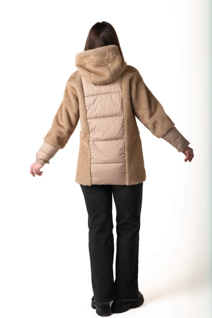 Биопуховик с экомехом бежевого цвета зима-2