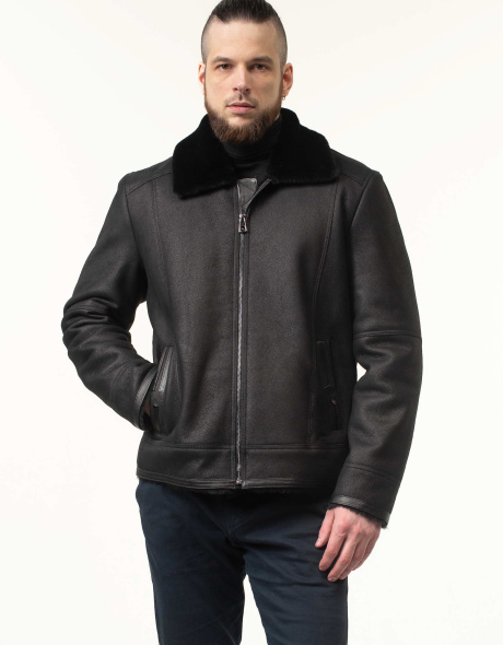 Чоловіча дублянка з хутряним комірцем