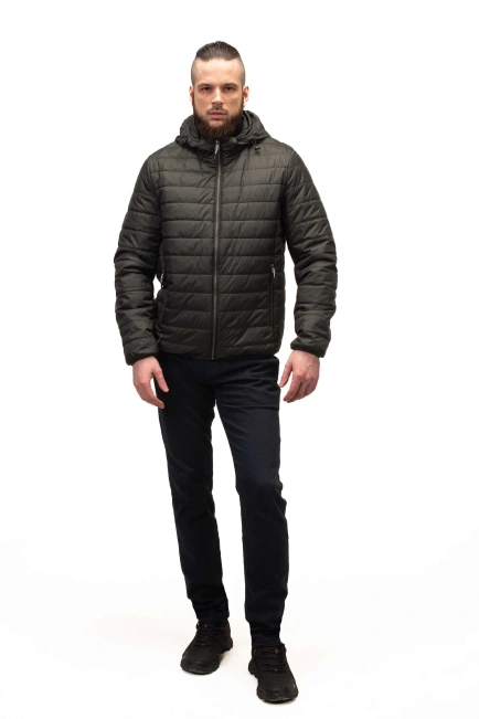 Мужская стёганая куртка цвета хаки-8