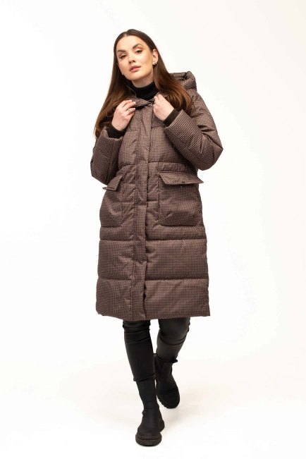 Біопуховик жіночий зимовий довгий принт-8