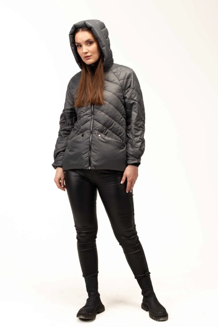 Демісезонна куртка з капюшоном сіра-6