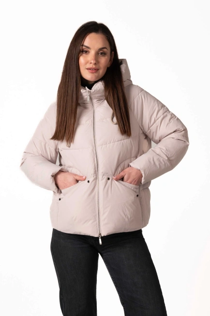 Зимний биопуховик бежевого цвета-1