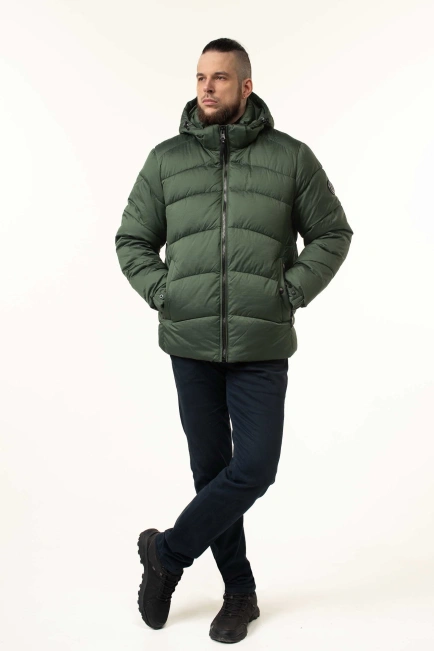 Зимова куртка з біопухом зеленого кольору-3