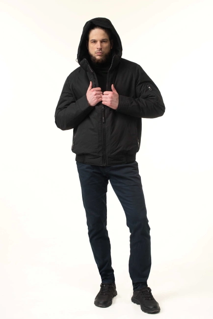 Чоловіча зимова куртка-бомбер з біопухом-7