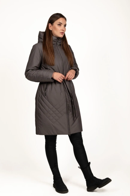 Зимова куртка кольору капучіно з тінсулейтом-10