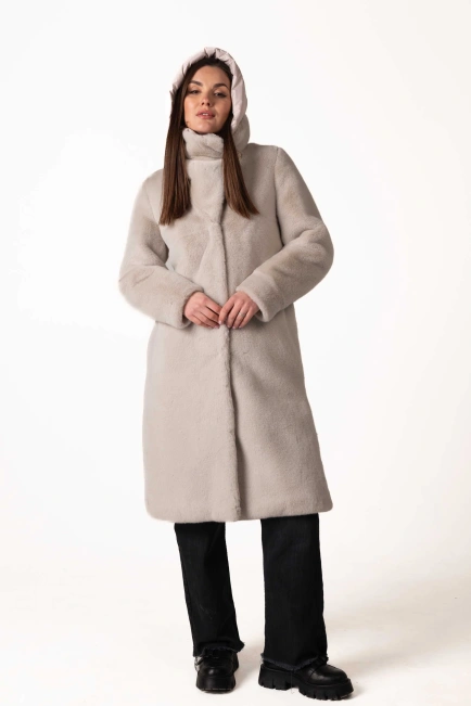 Светло-серая женская эко-шуба-8