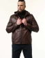 Шкіряна коричнева куртка з капюшоном чоловіча-4