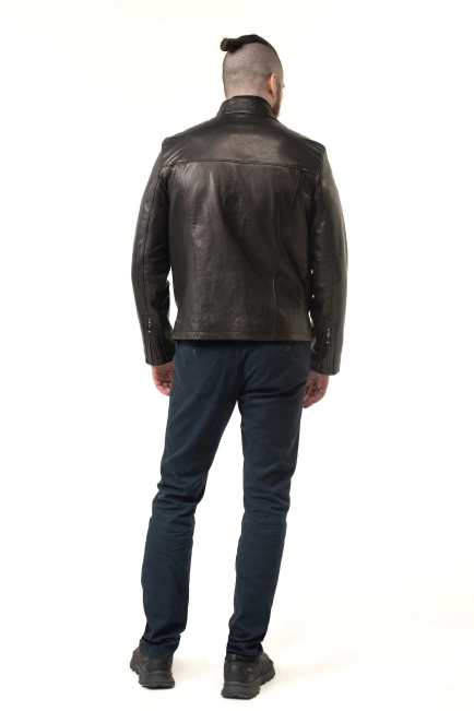 Чорна шкіряна куртка з блискавками-2