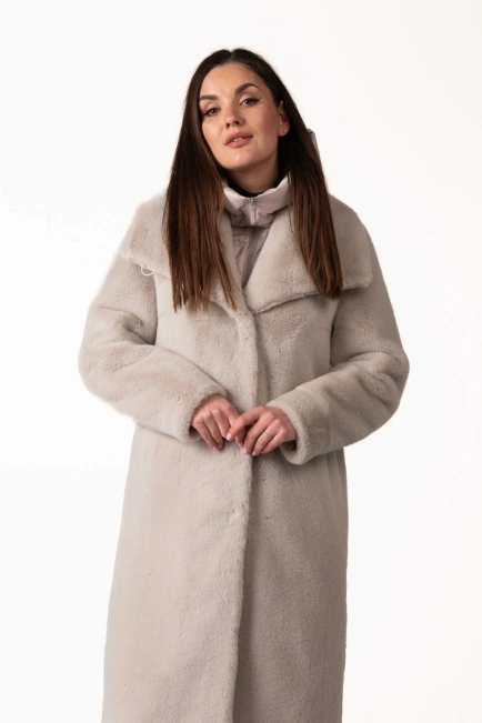 Светло-серая женская эко-шуба-4