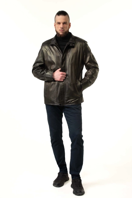 Кожаная куртка мужская классическая-3