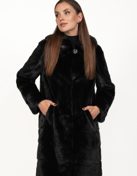 Жіноча норкова шуба-трансформер з капюшоном