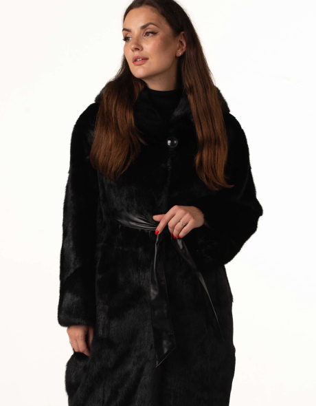 Шуба з хутра норки з капюшоном 