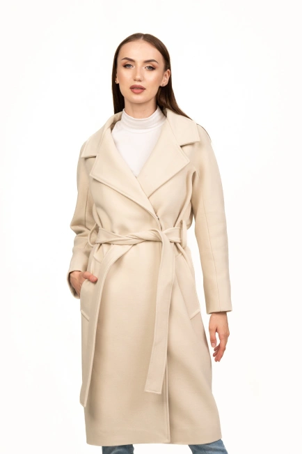 Классическое женское пальто беж-3