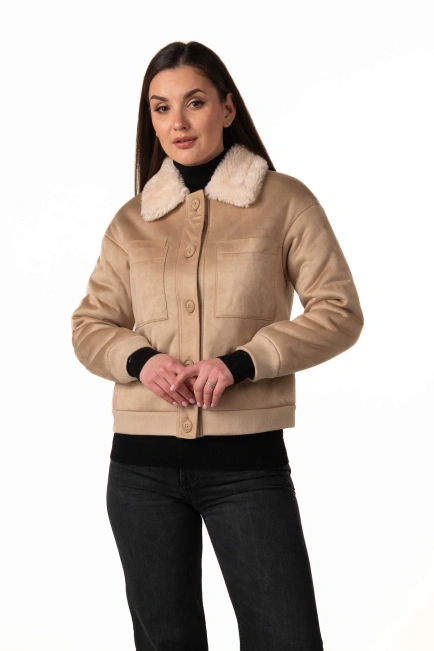 Женская эко-дублёнка на пуговицах-1