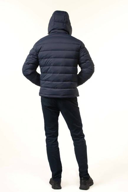 Зимова куртка з біопухом синя зі стрічками-2