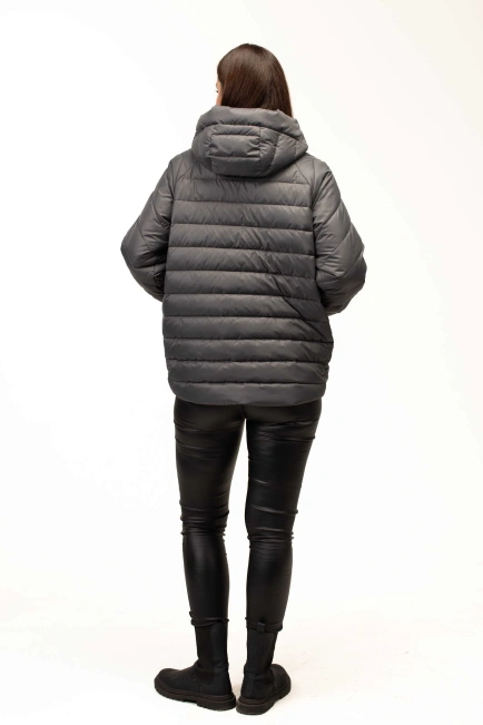 Демісезонна куртка з капюшоном сіра-2