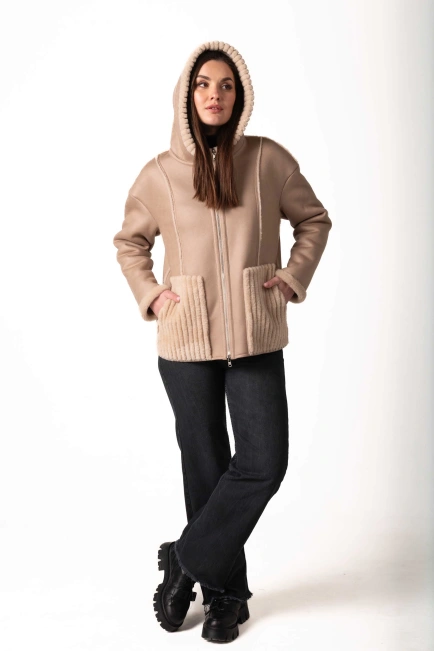 Женская двусторонняя экодублёнка на молнии-8