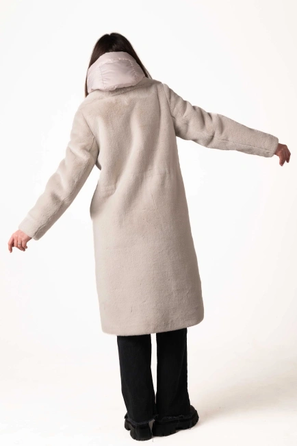 Светло-серая женская эко-шуба-2