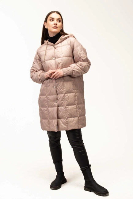Демісезонна куртка беж з капюшоном-3