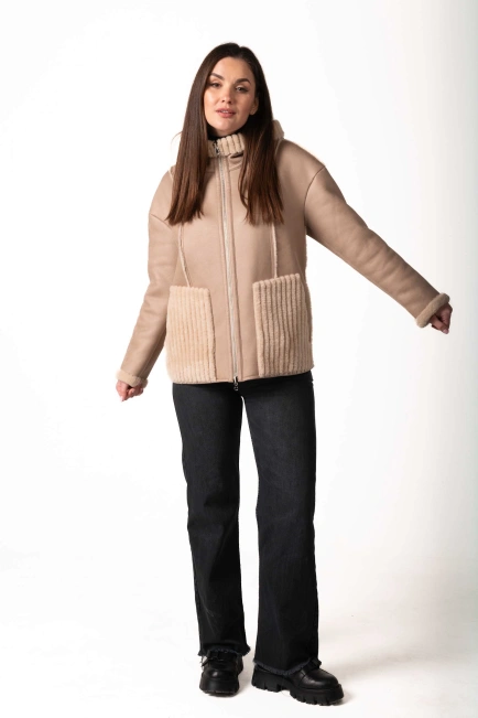 Женская двусторонняя экодублёнка на молнии-3