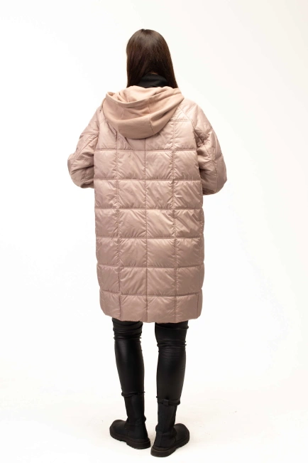 Демісезонна куртка беж з капюшоном-2