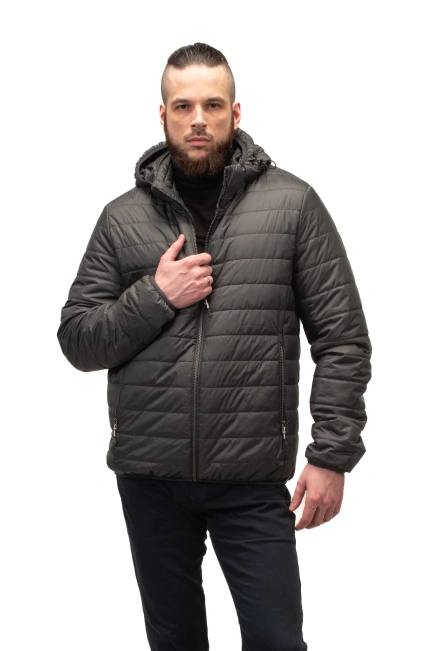 Чоловіча куртка сірого кольору стьобана-1