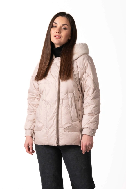 Биопуховик с экомехом светлый беж-1