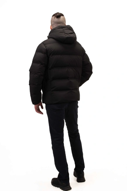 Мужской чёрный стёганый биопуховик-6
