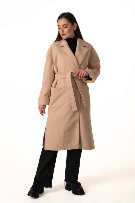 Кашемировое пальто с накладными карманами-7