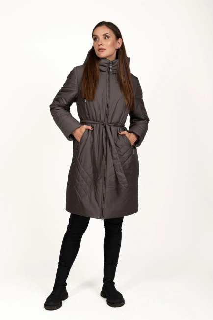 Зимова куртка кольору капучіно з тінсулейтом-6