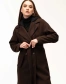 Жіноче пальто коричневе з чорним капюшоном-4