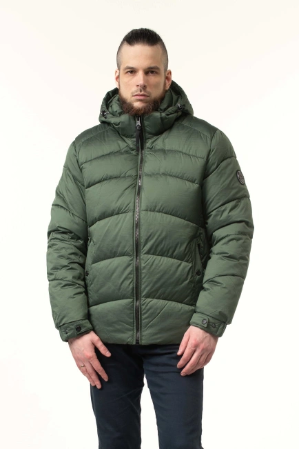Зимова куртка з біопухом зеленого кольору-4