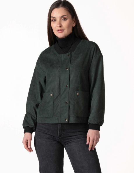 Женская куртка из искусственной замши зелёная