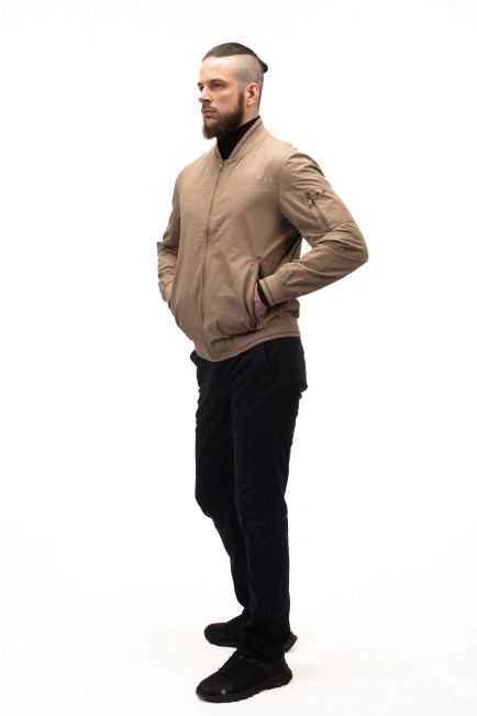 Чоловіча легка куртка бежевий бомбер-5