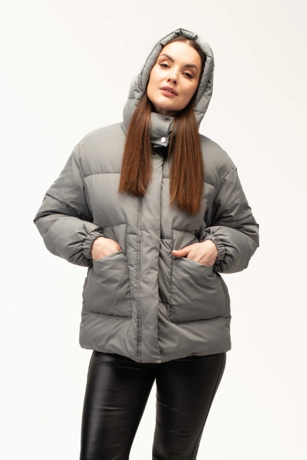 Жіночий бірюзовий біопуховик на холодну зиму-4