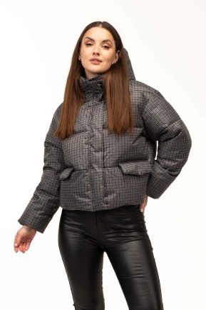 Біопуховик жіночий зимовий у клітинку